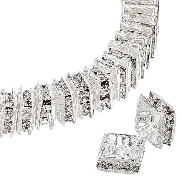 PandaHall Rhinestone Spacer Beads, Square, Nickel Free, White, Silver Color Plated,Size: about 5mmx5mmx2.5mm, hole: 1mm Brass+Rhinestone..., Clear
PandaHall Rhinestone Spacer Beads, Square, Nickel Free, White, Silver Color Plated,Size: about 5mmx5mmx2.5mm, hole: 1mm Brass+Rhinestone..., Clear