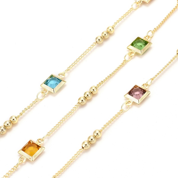 PandaHall 3.28 Feet Golden Brass Curb Chain, with Glass Beads, Long-Lasting Plated, Soldered, Colorful, Square: 11.5x6.5x3mm Brass+Glass
PandaHall 3.28 Feet Golden Brass Curb Chain, with Glass Beads, Long-Lasting Plated, Soldered, Colorful, Square: 11.5x6.5x3mm Brass+Glass