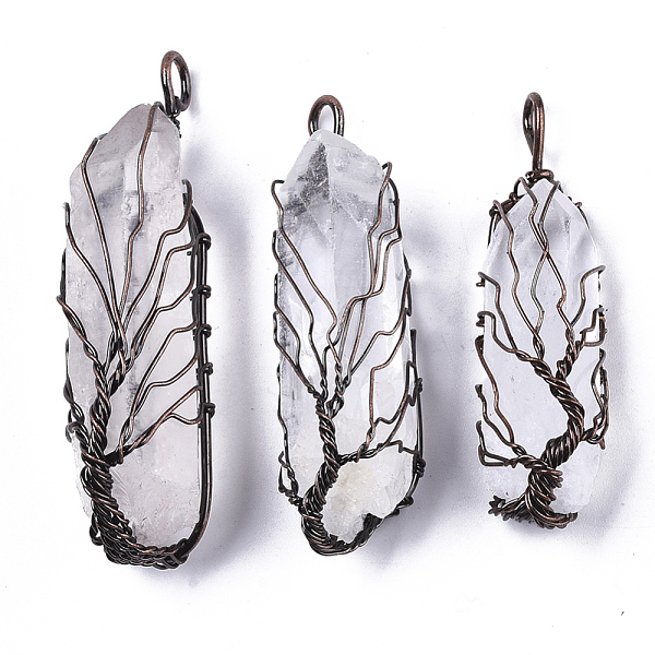 PandaHall Natural Quartz Crystal Wire Wrapped Pendants, Rock Crystal, with Brass Wires, prismatic with Tree of Life, Red Copper...
PandaHall Natural Quartz Crystal Wire Wrapped Pendants, Rock Crystal, with Brass Wires, prismatic with Tree of Life, Red Copper...