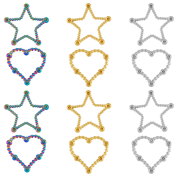 PandaHall SUPERFINDINGS 12Pcs 6 Styles Ion Plating(IP) 304 Stainless Steel Linking Ring Rhinestone Settings, Star & Heart, Mixed Color, Fit...
PandaHall SUPERFINDINGS 12Pcs 6 Styles Ion Plating(IP) 304 Stainless Steel Linking Ring Rhinestone Settings, Star & Heart, Mixed Color, Fit...