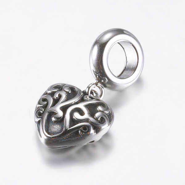 PandaHall 316 Surgical Stainless Steel European Dangle Charms, Large Hole Pendants, Heart, Antique Silver, 22mm, Hole: 5mm, Pendant...
PandaHall 316 Surgical Stainless Steel European Dangle Charms, Large Hole Pendants, Heart, Antique Silver, 22mm, Hole: 5mm, Pendant...