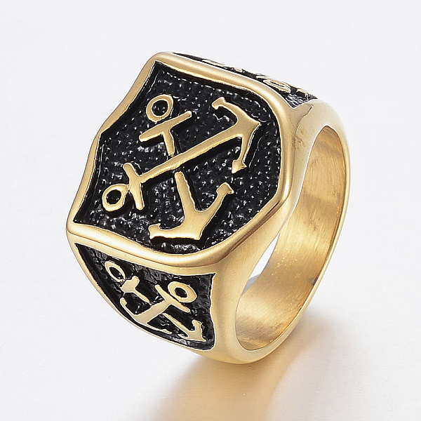 PandaHall Ion Plating(IP) 304 Stainless Steel Signet Rings for Men, Wide Band Finger Rings, Shield with Anchor, Antique Golden, US Size 12...
PandaHall Ion Plating(IP) 304 Stainless Steel Signet Rings for Men, Wide Band Finger Rings, Shield with Anchor, Antique Golden, US Size 12...