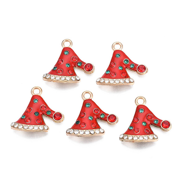 PandaHall Rack Plating Alloy Enamel Pendants, with Rhinestone, Cadmium Free & Nickel Free & Lead Free, Light Gold, Christmas Hat, Red...
PandaHall Rack Plating Alloy Enamel Pendants, with Rhinestone, Cadmium Free & Nickel Free & Lead Free, Light Gold, Christmas Hat, Red...