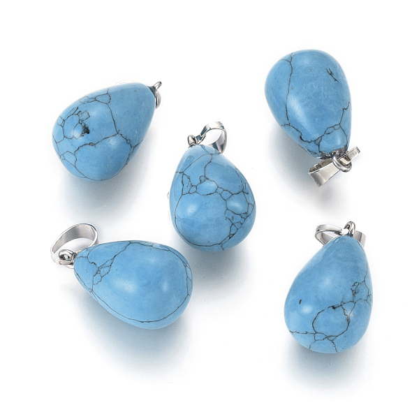 PandaHall Synthetic Turquoise Pendants, with Platinum Tone Brass Findings, Drop, 24~24.5x14mm, Hole: 5x7mm Synthetic Turquoise Teardrop
PandaHall Synthetic Turquoise Pendants, with Platinum Tone Brass Findings, Drop, 24~24.5x14mm, Hole: 5x7mm Synthetic Turquoise Teardrop