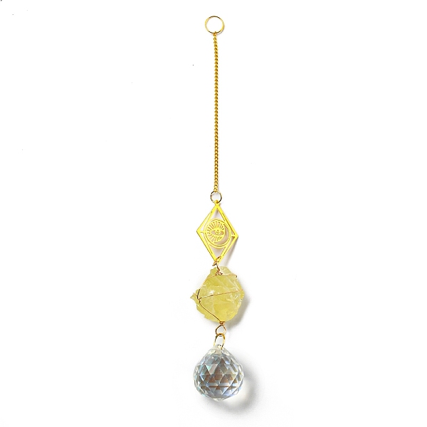 PandaHall Wire Wrapped Nuggets Natural Citrine Pendant Decorations, Brass Rhombus and Glass Round Tassels Hanging Ornaments, 245mm, Hole...
PandaHall Wire Wrapped Nuggets Natural Citrine Pendant Decorations, Brass Rhombus and Glass Round Tassels Hanging Ornaments, 245mm, Hole...