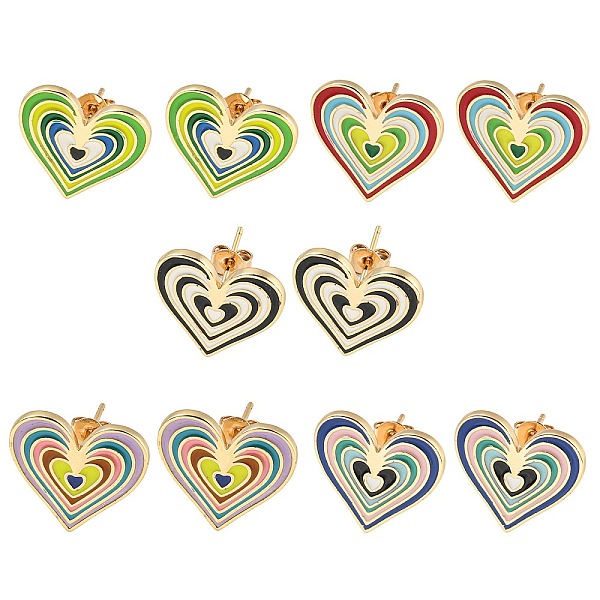 PandaHall Heart Real 18K Gold Plated Brass Stud Earrings, with Enamel, Mixed Color, 16.5x18mm Brass Heart Multicolor
PandaHall Heart Real 18K Gold Plated Brass Stud Earrings, with Enamel, Mixed Color, 16.5x18mm Brass Heart Multicolor