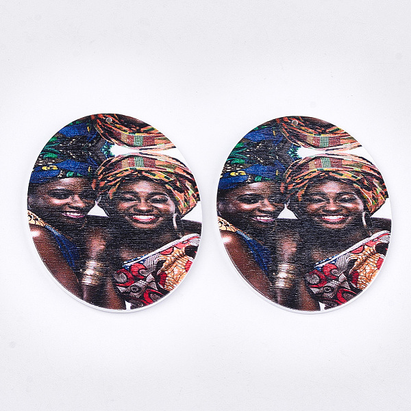 PandaHall Printed Wooden Big Pendants, Dyed, Oval with Woman, Colorful, 63x50x2.5mm, Hole: 1.2mm Wood Oval
PandaHall Printed Wooden Big Pendants, Dyed, Oval with Woman, Colorful, 63x50x2.5mm, Hole: 1.2mm Wood Oval