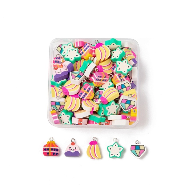 PandaHall 100Pcs 5 Style Handmade Polymer Clay Pendants, with Platinum Tone Iron Findings, Mixed Shapes, Mixed Color, 20pcs/style Polymer..., Multicolor
PandaHall 100Pcs 5 Style Handmade Polymer Clay Pendants, with Platinum Tone Iron Findings, Mixed Shapes, Mixed Color, 20pcs/style Polymer..., Multicolor