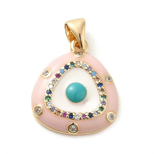 PandaHall Real 18K Gold Plated Brass Clear Cubic Zirconia Pendants, with Enamel, Triangle with Evil Eye, Pink, 18x15.5x3mm, Hole: 5x3.5mm...
PandaHall Real 18K Gold Plated Brass Clear Cubic Zirconia Pendants, with Enamel, Triangle with Evil Eye, Pink, 18x15.5x3mm, Hole: 5x3.5mm...
