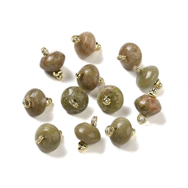 PandaHall Natural Unakite Rondelle Charms with Rack Plating Brass Loops, Real 18K Gold Plated, Long-Lasting Plated, 9.5~11x8~8.5mm, Hole...
PandaHall Natural Unakite Rondelle Charms with Rack Plating Brass Loops, Real 18K Gold Plated, Long-Lasting Plated, 9.5~11x8~8.5mm, Hole...