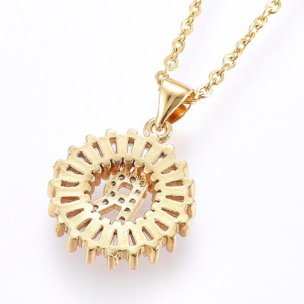 PandaHall 304 Stainless Steel Initial Pendant Necklaces, with Cubic Zirconia, Flat Round with Letter, Golden, Letter.R, 17.71 inch(45cm)..., Clear
PandaHall 304 Stainless Steel Initial Pendant Necklaces, with Cubic Zirconia, Flat Round with Letter, Golden, Letter.R, 17.71 inch(45cm)..., Clear