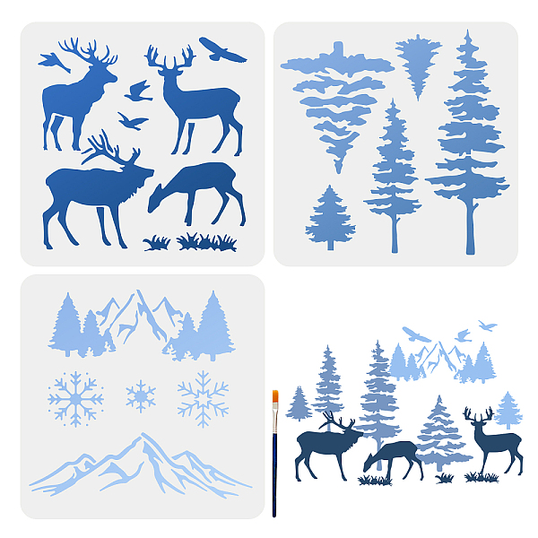 PandaHall MAYJOYDIY US 3Pcs 3 Styles Mountain Forest Deer PET Hollow Out Drawing Painting Stencils, with 1Pc Art Paint Brushes, Mixed Shapes...
PandaHall MAYJOYDIY US 3Pcs 3 Styles Mountain Forest Deer PET Hollow Out Drawing Painting Stencils, with 1Pc Art Paint Brushes, Mixed Shapes...
