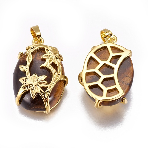 PandaHall Natural Tiger Eye Pendants, with Golden Tone Brass Findings, Oval with Flower, 32x20x9mm, Hole: 5x8mm Tiger Eye Oval
PandaHall Natural Tiger Eye Pendants, with Golden Tone Brass Findings, Oval with Flower, 32x20x9mm, Hole: 5x8mm Tiger Eye Oval