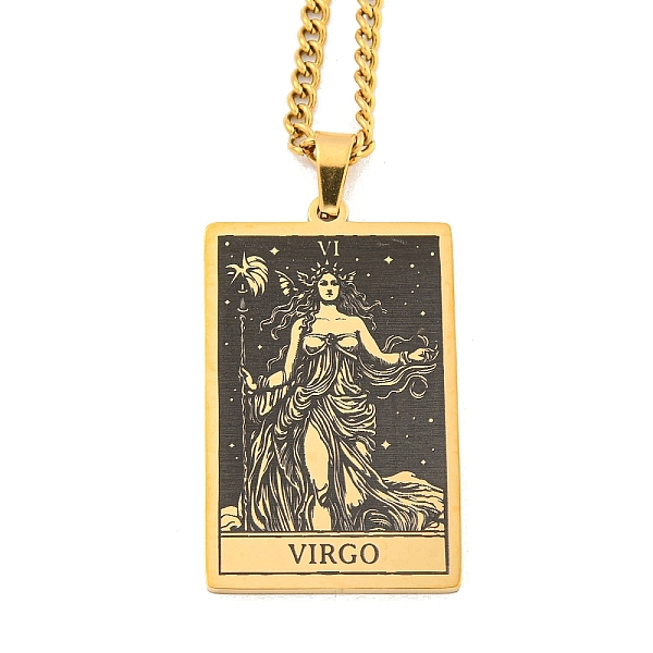 PandaHall 304 Stainless Steel Tarot Pendant Necklaces, Cable Chain Necklaces, Virgo, 23.23~24.21 inch(59~61.5cm) 304 Stainless Steel Virgo
PandaHall 304 Stainless Steel Tarot Pendant Necklaces, Cable Chain Necklaces, Virgo, 23.23~24.21 inch(59~61.5cm) 304 Stainless Steel Virgo