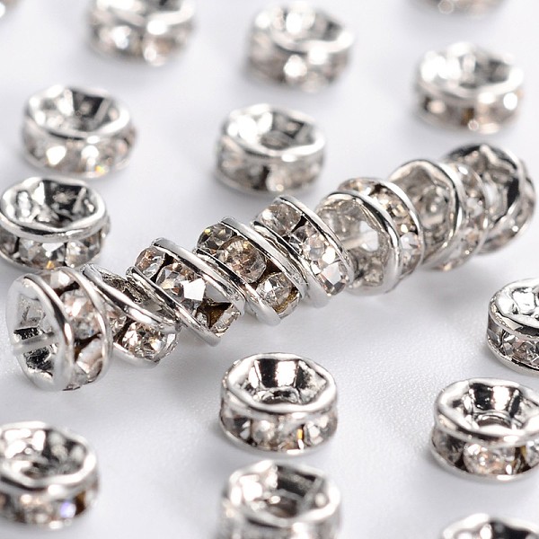 PandaHall Grade A Rhinestone Spacer Beads, Clear, Brass, Platinum Color, Nickel Free, about 4mm in diameter, 2mm thick, hole: 0.8mm...
PandaHall Grade A Rhinestone Spacer Beads, Clear, Brass, Platinum Color, Nickel Free, about 4mm in diameter, 2mm thick, hole: 0.8mm...