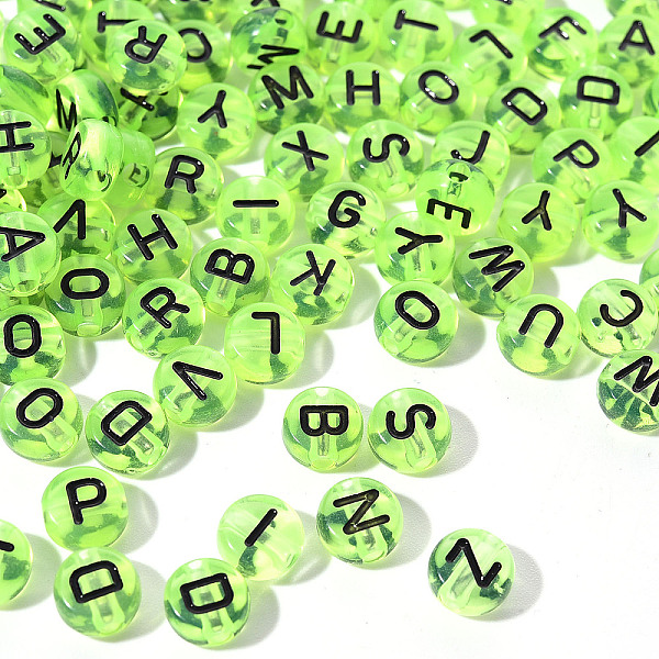 PandaHall Transparent Light Green Acrylic Beads, Horizontal Hole, Flat Round with Black Random Letters, 7x3.5mm, Hole: 1.8mm, 100pcs/Bag...
PandaHall Transparent Light Green Acrylic Beads, Horizontal Hole, Flat Round with Black Random Letters, 7x3.5mm, Hole: 1.8mm, 100pcs/Bag...