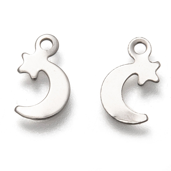 PandaHall 201 Stainless Steel Charms, Laser Cut, Moon with Star, Stainless Steel Color, 11.5x7x0.5mm, Hole: 1.4mm 201 Stainless Steel Moon
PandaHall 201 Stainless Steel Charms, Laser Cut, Moon with Star, Stainless Steel Color, 11.5x7x0.5mm, Hole: 1.4mm 201 Stainless Steel Moon