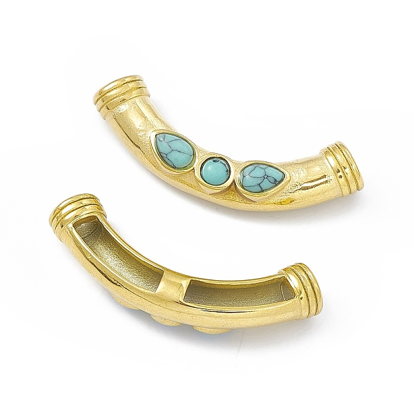 PandaHall Ion Plating(IP) 304 Stainless Steel Beads, with Synthetic Turquoise, Curved Tube, Turquoise, 14x40x9mm, Hole: 3mm & 14x3mm 304..., Green
PandaHall Ion Plating(IP) 304 Stainless Steel Beads, with Synthetic Turquoise, Curved Tube, Turquoise, 14x40x9mm, Hole: 3mm & 14x3mm 304..., Green