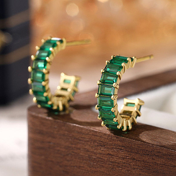 PandaHall Golden Sterling Silver Micro Pave Cubic Zirconia Ring Stud Earrings, Half Hoop Earrings, Green, 13x4mm Cubic Zirconia Ring Green
PandaHall Golden Sterling Silver Micro Pave Cubic Zirconia Ring Stud Earrings, Half Hoop Earrings, Green, 13x4mm Cubic Zirconia Ring Green