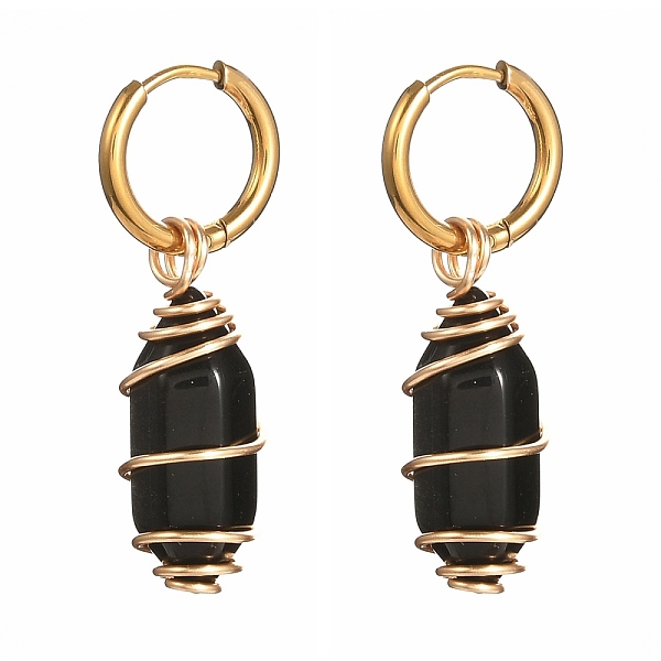 PandaHall Copper Wire Wrapped Natural Obsidian Dangle Earrings for Women, 304 Stainless Steel Huggie Hoop Earrings, 39mm, Pin: 1mm Obsidian
PandaHall Copper Wire Wrapped Natural Obsidian Dangle Earrings for Women, 304 Stainless Steel Huggie Hoop Earrings, 39mm, Pin: 1mm Obsidian