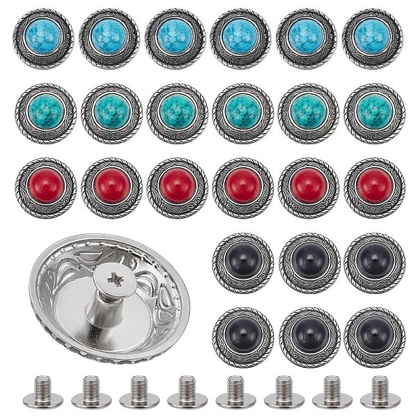 PandaHall WADORN 24 Sets 4 Colors Zinc Alloy Buttons, with Synthetic Turquoise and Iron Screws, for Purse, Bags, Leather Crafts Decoration..., Multicolor
PandaHall WADORN 24 Sets 4 Colors Zinc Alloy Buttons, with Synthetic Turquoise and Iron Screws, for Purse, Bags, Leather Crafts Decoration..., Multicolor