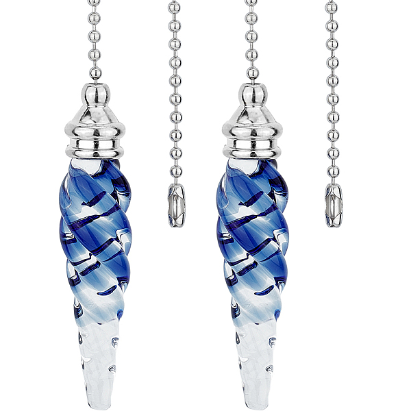 PandaHall Glass Celling Fan Pull Chain Extender, with Brass Ball Chain, Spiral Cone Pendant Decoration, Blue, 390mm, Pendant: 80x17mm Glass...
PandaHall Glass Celling Fan Pull Chain Extender, with Brass Ball Chain, Spiral Cone Pendant Decoration, Blue, 390mm, Pendant: 80x17mm Glass...