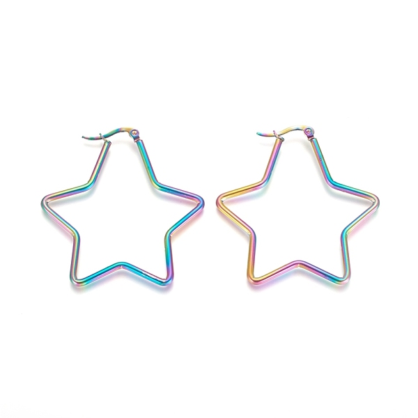 PandaHall 304 Stainless Steel Hoop Earrings, Hypoallergenic Earrings, Star, Rainbow Color, 46.5x45.5x2mm, 12 Gauge, Pin: 1x0.6mm 304...
PandaHall 304 Stainless Steel Hoop Earrings, Hypoallergenic Earrings, Star, Rainbow Color, 46.5x45.5x2mm, 12 Gauge, Pin: 1x0.6mm 304...