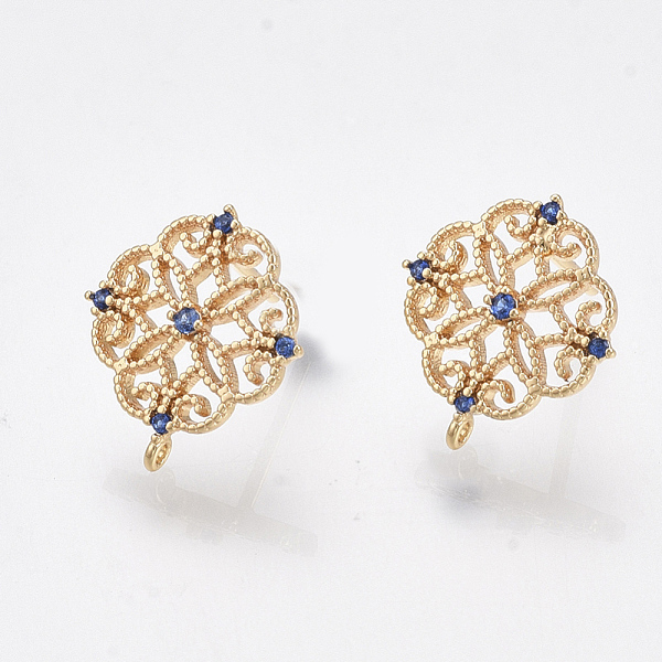 PandaHall Brass Stud Earring Findings, Cubic Zirconia and Loop, Nickel Free, Real 18K Gold Plated, Flower, Blue, 13x12mm, Hole: 0.8mm, Pin...
PandaHall Brass Stud Earring Findings, Cubic Zirconia and Loop, Nickel Free, Real 18K Gold Plated, Flower, Blue, 13x12mm, Hole: 0.8mm, Pin...