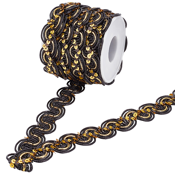 PandaHall WADORN 15 Yards/13.71M Gold Braid Trim Ribbon, 0.9 in /2.3cm Wave Edge Lace Trimming with Paillette Wave Embroidery Lace Ribbon..., Black
PandaHall WADORN 15 Yards/13.71M Gold Braid Trim Ribbon, 0.9 in /2.3cm Wave Edge Lace Trimming with Paillette Wave Embroidery Lace Ribbon..., Black