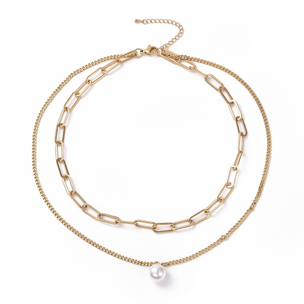 PandaHall Vacuum Plating 304 Stainless Steel Double Chains Multi Layered Necklaces Necklace with Plastic Pearl Charm for Women, Golden...
PandaHall Vacuum Plating 304 Stainless Steel Double Chains Multi Layered Necklaces Necklace with Plastic Pearl Charm for Women, Golden...