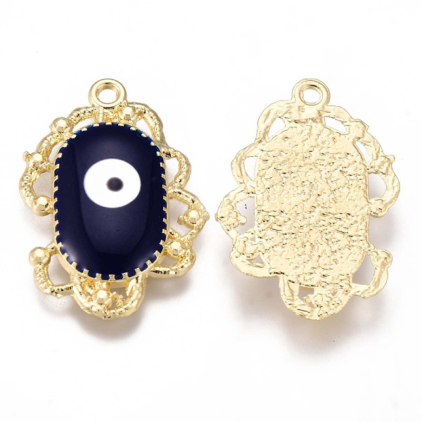 PandaHall Eco-Friendly Alloy Enamel Pendants, Cadmium Free & Nickel Free & Lead Free, Oval with Evil Eye, Light Gold, Prussian Blue...
PandaHall Eco-Friendly Alloy Enamel Pendants, Cadmium Free & Nickel Free & Lead Free, Oval with Evil Eye, Light Gold, Prussian Blue...
