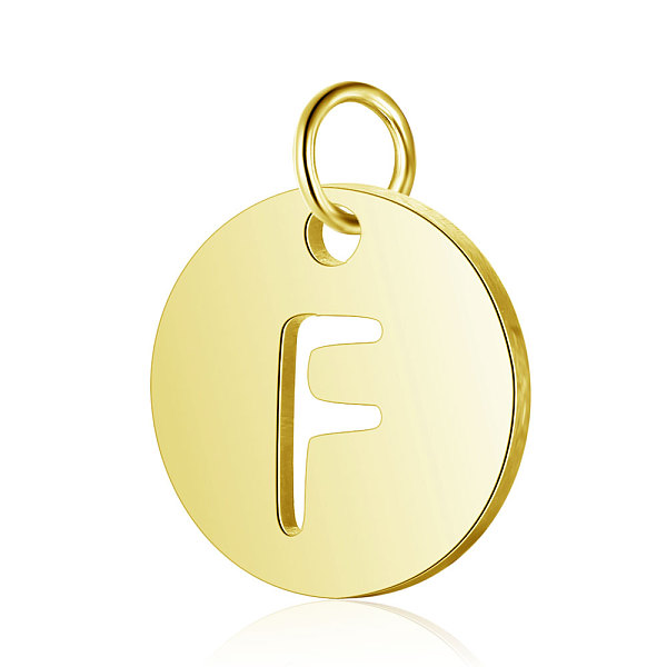 PandaHall 304 Stainless Steel Charms, Flat Round with Letter, Golden, Letter.F, 12x1mm, Hole: 2.5mm 304 Stainless Steel Letter F
PandaHall 304 Stainless Steel Charms, Flat Round with Letter, Golden, Letter.F, 12x1mm, Hole: 2.5mm 304 Stainless Steel Letter F