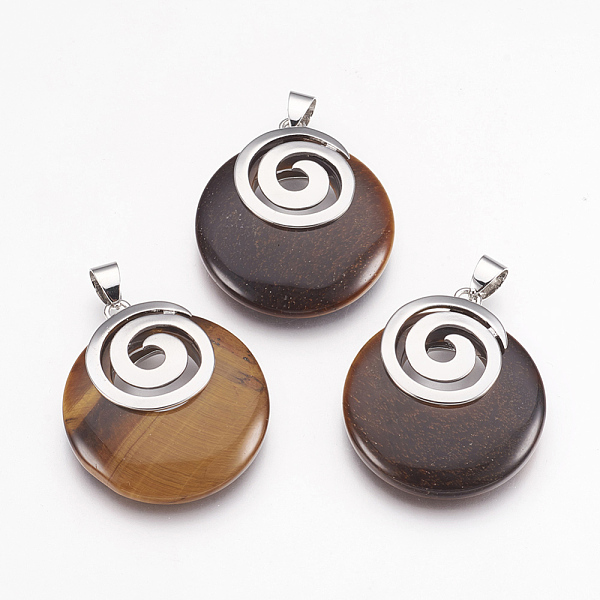 PandaHall Natural Tiger Eye Pendants, with Platinum Tone Brass Findings, Flat Round, 32x28x6mm, Hole: 4x5mm Tiger Eye Flat Round Brown
PandaHall Natural Tiger Eye Pendants, with Platinum Tone Brass Findings, Flat Round, 32x28x6mm, Hole: 4x5mm Tiger Eye Flat Round Brown