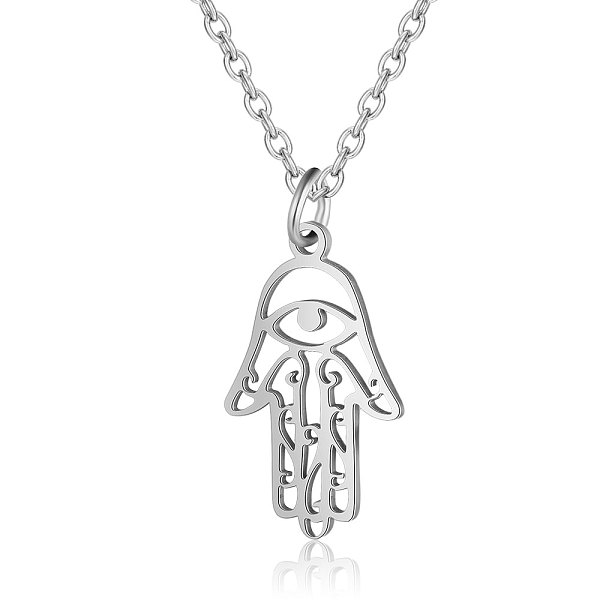 PandaHall 201 Stainless Steel Pendant Necklaces, with Cable Chains, Hamsa Hand/Hand of Fatima/Hand of Miriam, Stainless Steel Color, 15.7...
PandaHall 201 Stainless Steel Pendant Necklaces, with Cable Chains, Hamsa Hand/Hand of Fatima/Hand of Miriam, Stainless Steel Color, 15.7...
