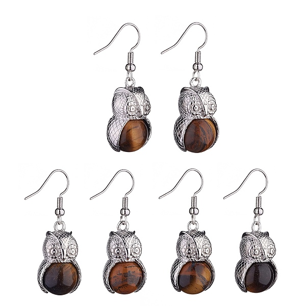 PandaHall Natural Tiger Eye Owl Dangle Earrings, Platinum Brass Jewelry for Women, 41mm, Pin: 0.6mm Tiger Eye
PandaHall Natural Tiger Eye Owl Dangle Earrings, Platinum Brass Jewelry for Women, 41mm, Pin: 0.6mm Tiger Eye
