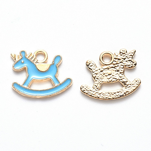 PandaHall Alloy Enamel Pendants, Wooden Horse, Light Gold, Light Sky Blue, 13x16x1.5mm, Hole: 1.8mm Alloy+Enamel Others Blue
PandaHall Alloy Enamel Pendants, Wooden Horse, Light Gold, Light Sky Blue, 13x16x1.5mm, Hole: 1.8mm Alloy+Enamel Others Blue