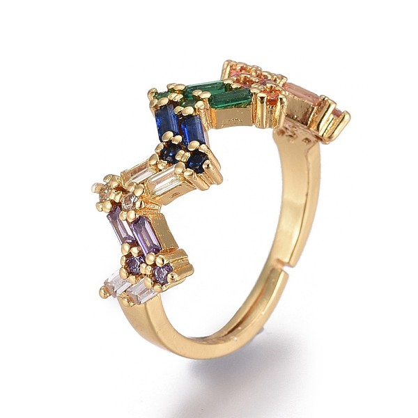 PandaHall Adjustable Brass Micro Pave Cubic Zirconia Rings, Colorful, Golden, US Size 7 1/4(17.5mm) Brass+Cubic Zirconia
PandaHall Adjustable Brass Micro Pave Cubic Zirconia Rings, Colorful, Golden, US Size 7 1/4(17.5mm) Brass+Cubic Zirconia