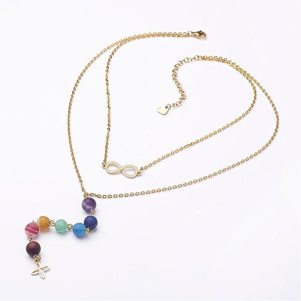 PandaHall 304 Stainless Steel Tiered Necklaces, with Mixed Stone Beads and Brass Micro Pave AAA Cubic Zirconia Infinity Link, Golden, 13.1...
PandaHall 304 Stainless Steel Tiered Necklaces, with Mixed Stone Beads and Brass Micro Pave AAA Cubic Zirconia Infinity Link, Golden, 13.1...