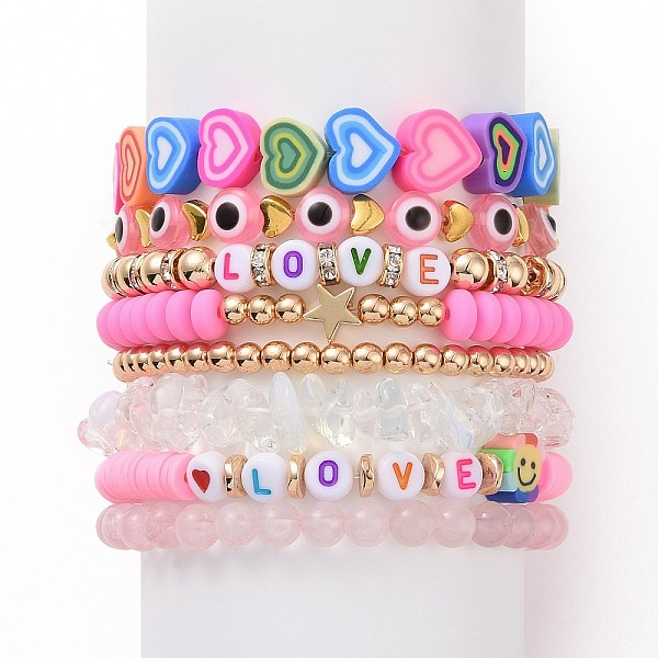 PandaHall 8Pcs Love Theme Natural Rose Quartz & Synthetic Hematite & Opalite Tassel Charm Bracelet Sets, Heart Handmade Polymer Clay Stretch..., Multicolor
PandaHall 8Pcs Love Theme Natural Rose Quartz & Synthetic Hematite & Opalite Tassel Charm Bracelet Sets, Heart Handmade Polymer Clay Stretch..., Multicolor