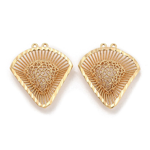 PandaHall Rack Plating Brass Hollow Pendants, Fan Charm, Light Gold, 28x25.5x4.5mm, Hole: 1mm Brass Fan
PandaHall Rack Plating Brass Hollow Pendants, Fan Charm, Light Gold, 28x25.5x4.5mm, Hole: 1mm Brass Fan