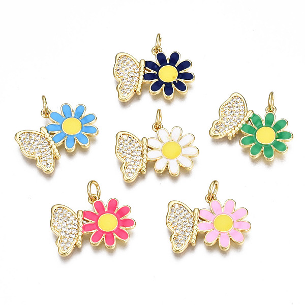 PandaHall Brass Micro Pave Cubic Zirconia Pendants, with Enamel and Jump Ring, Nickel Free, Flower with Butterfly, Real 16K Gold Plated..., Multicolor
PandaHall Brass Micro Pave Cubic Zirconia Pendants, with Enamel and Jump Ring, Nickel Free, Flower with Butterfly, Real 16K Gold Plated..., Multicolor