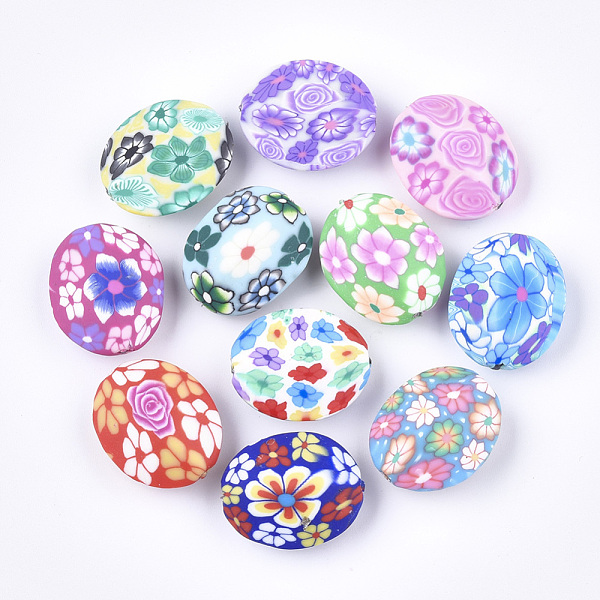 PandaHall Handmade Polymer Clay Beads, Oval with Flower Pattern, Mixed Color, 31~32x25.5x11.5mm, Hole: 1.2~1.6mm Polymer Clay Oval..., Multicolor
PandaHall Handmade Polymer Clay Beads, Oval with Flower Pattern, Mixed Color, 31~32x25.5x11.5mm, Hole: 1.2~1.6mm Polymer Clay Oval..., Multicolor