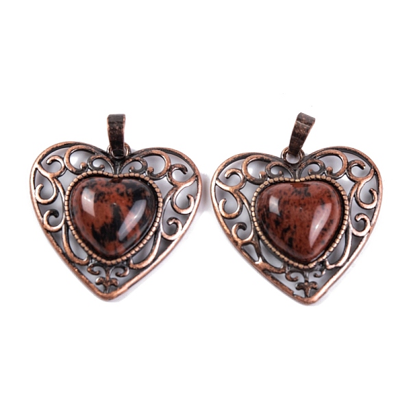 PandaHall Natural Mahogany Obsidian Peach Love Heart Pendants, Rack Plating Brass Hollow Heart Charms, Cadmium Free & Lead Free, Red Copper...
PandaHall Natural Mahogany Obsidian Peach Love Heart Pendants, Rack Plating Brass Hollow Heart Charms, Cadmium Free & Lead Free, Red Copper...
