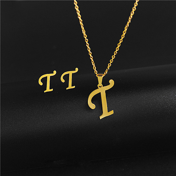PandaHall Golden Stainless Steel Initial Letter Jewelry Set, Stud Earrings & Pendant Necklaces, Letter T, No Size Stainless Steel Letter T
PandaHall Golden Stainless Steel Initial Letter Jewelry Set, Stud Earrings & Pendant Necklaces, Letter T, No Size Stainless Steel Letter T