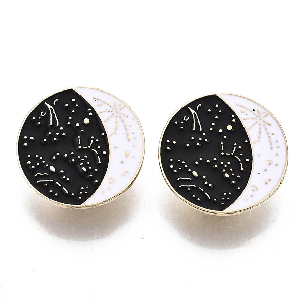 PandaHall Alloy Brooches, Enamel Pin, with Brass Butterfly Clutches, Flat Round with Moon, Light Gold, Black, 26x2mm, Pin: 1mm Alloy+Enamel...
PandaHall Alloy Brooches, Enamel Pin, with Brass Butterfly Clutches, Flat Round with Moon, Light Gold, Black, 26x2mm, Pin: 1mm Alloy+Enamel...