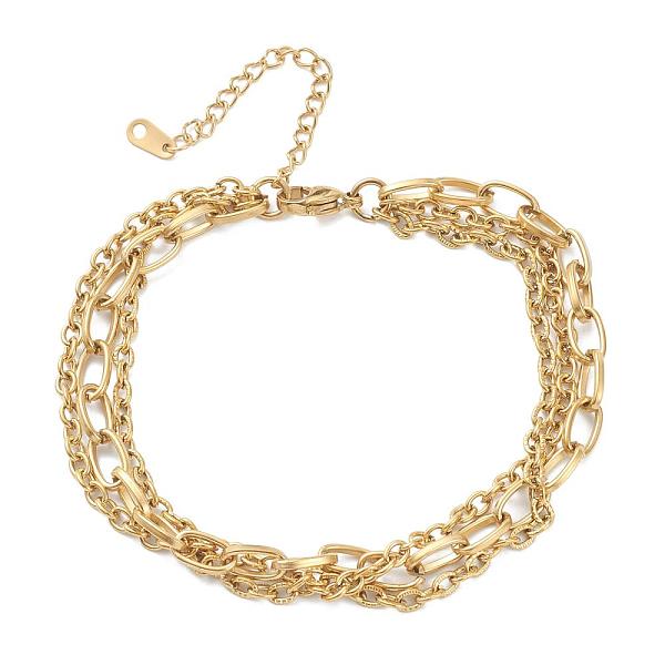 PandaHall 304 Stainless Steel Cable Chain Multi-strand Bracelets, with Lobster Claw Clasps, Textured, Golden, 8-3/8 inch(21.3cm) 304...
PandaHall 304 Stainless Steel Cable Chain Multi-strand Bracelets, with Lobster Claw Clasps, Textured, Golden, 8-3/8 inch(21.3cm) 304...