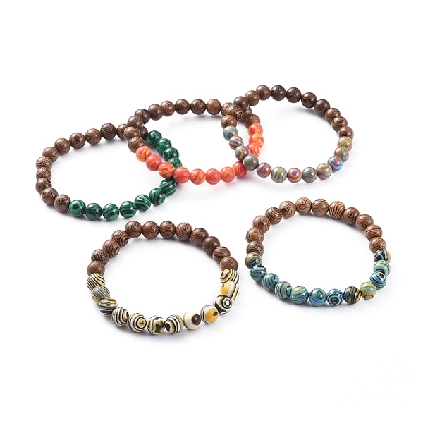 PandaHall Unisex Stretch Bracelets, with Synthetic Malachite(Dyed) Beads and Wood Beads, Round, Mixed Color, 2-1/4 inch(5.7cm) Malachite..., Multicolor
PandaHall Unisex Stretch Bracelets, with Synthetic Malachite(Dyed) Beads and Wood Beads, Round, Mixed Color, 2-1/4 inch(5.7cm) Malachite..., Multicolor