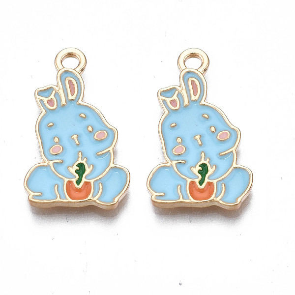 PandaHall Alloy Enamel Pendants, Cadmium Free & Nickel Free & Lead Free, Light Gold, Rabbit with Carrot, Sky Blue, 21.5x13x2mm, Hole: 2mm...
PandaHall Alloy Enamel Pendants, Cadmium Free & Nickel Free & Lead Free, Light Gold, Rabbit with Carrot, Sky Blue, 21.5x13x2mm, Hole: 2mm...