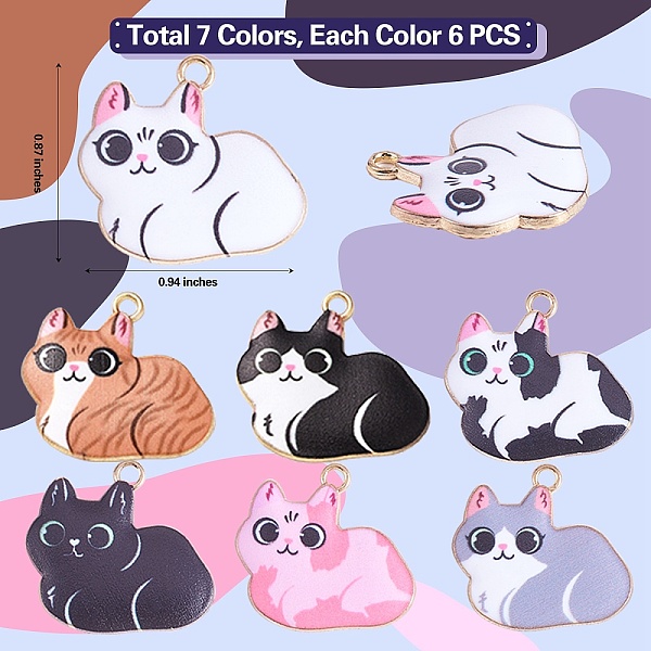 PandaHall 42Pcs 7 Colors Alloy Enamel Pendants, Golden, Cat Charm, Mixed Color, 22x24x2mm, Hole: 1.8mm, 6pcs/color Alloy+Enamel Cat Shape..., Multicolor
PandaHall 42Pcs 7 Colors Alloy Enamel Pendants, Golden, Cat Charm, Mixed Color, 22x24x2mm, Hole: 1.8mm, 6pcs/color Alloy+Enamel Cat Shape..., Multicolor