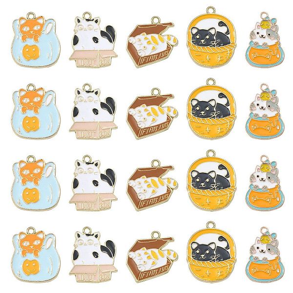 PandaHall 20Pcs 5 Styles Alloy Enamel Pendants, Cat, Golden, Mixed Color, 26~31x19~25x1.5mm, Hole: 2.5mm, 4pcs/style Alloy+Enamel Cat Shape..., Multicolor
PandaHall 20Pcs 5 Styles Alloy Enamel Pendants, Cat, Golden, Mixed Color, 26~31x19~25x1.5mm, Hole: 2.5mm, 4pcs/style Alloy+Enamel Cat Shape..., Multicolor